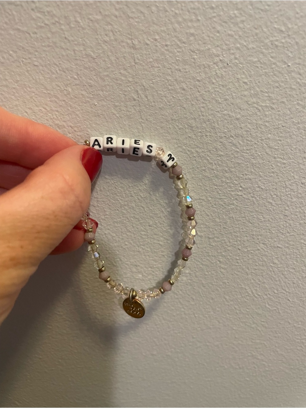 Beaded Pink and Clear Charm Bracelet with Gold Accent